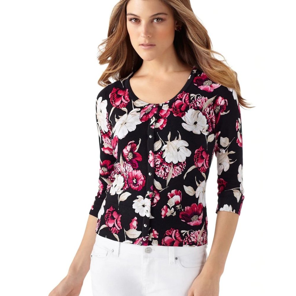 ❄️ WHBM Berry Floral Cardigan ❄️